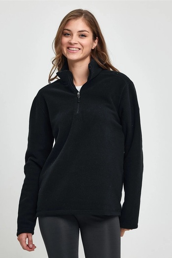 SERAZAT Μαύρο Fleece Μαλακή Υφή Μισό Φερμουάρ Fleece που δεν μπορεί να μουτζουρώσει
