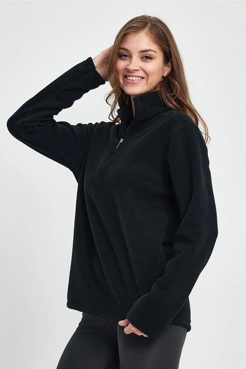 SERAZAT Μαύρο Fleece Μαλακή Υφή Μισό Φερμουάρ Fleece που δεν μπορεί να μουτζουρώσει