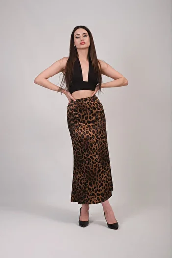 winmoda Quanzhou Style Satin Skirt / Patterned Satin Skirt / Satin Skirt