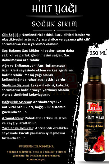 TİJDA 250 Ml Castor Oil - Cold Pressed