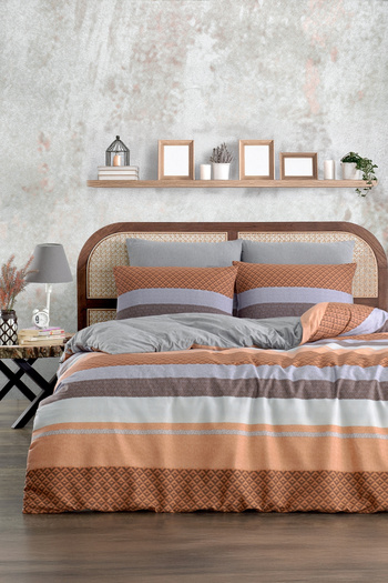 TABEA HOME Double Patterned Duvet Cover Set - COTTON, WITH LEAFS