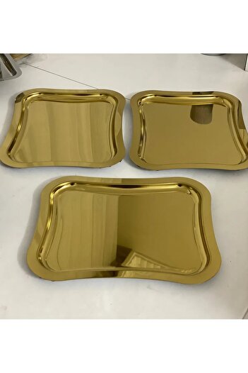 AHİR TİCARET 6 Pcs Steel Gold Italian Model Presentation Table 21*26 cm