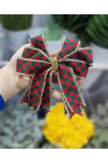 lolipophobi Checkered Bow (15 cm Bow), Checkered Ribbon, Decoration, Decoration, New Year
