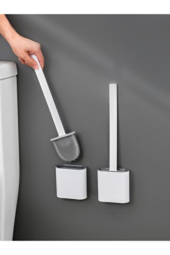 MasterCar Silicone Toilet Brush| Bendable Practical Silicone WC Toilet Brush Bathroom Set