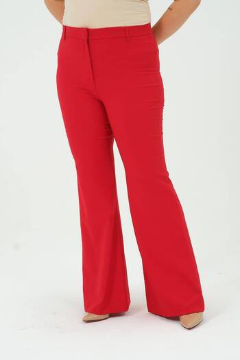 Hanezza Elegant and Comfortable Fit - Plus Size Black and Magenta Women's Spanish Trousers