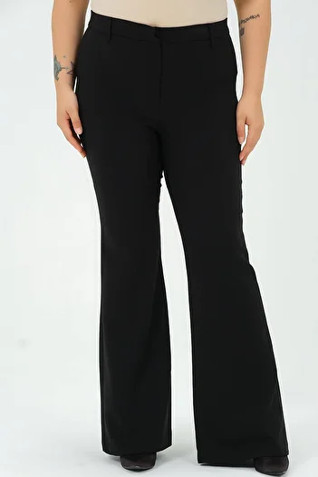 Hanezza Elegant and Comfortable Fit - Plus Size Black and Magenta Women's Spanish Trousers