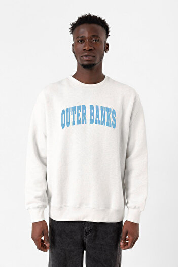 Tshirthane Оuter Banks Lettern Beyaz Erkek 2ip Світшот