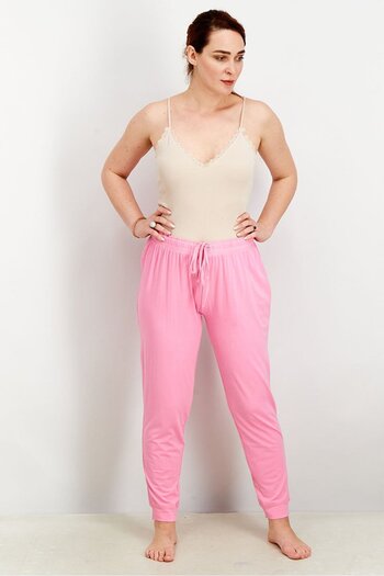 Tchibo Women Drawstring Plain Jersey Pants, Pink