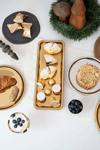 Beige & Stone Gold 33 cm Serving Plate Presentation Tray