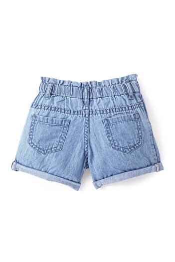 Bonfino Bonfino 100% Cotton Elasticated Waist Denim Shorts with Bunny Embroidery - Indigo