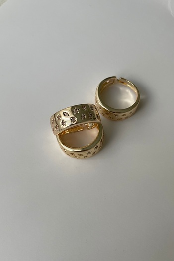 Lavian Accessories Zirkon Taşlı Kalın Gold Yüzük