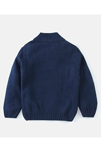 Babyhug Babyhug 100% Acrylic Full Sleeves  Sweater Solid Colour - Navy Blue