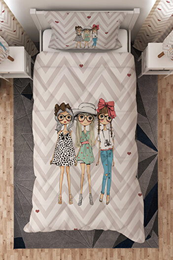 Talia Home Heart Single Children's Quilt Sleeping Set