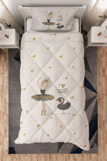 Talia Home Ballerina Girl Patterned Single Children's Quilt Sleeping Set