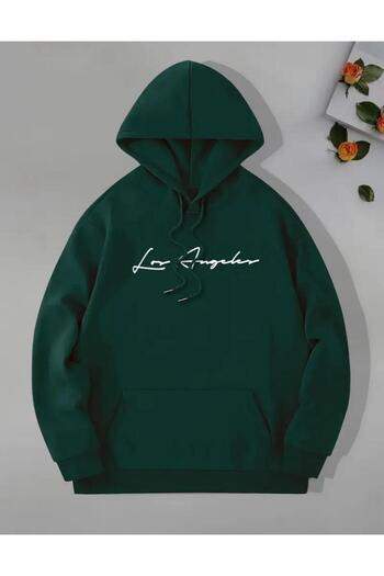 caddekombin City of Angeles Printed Hooded Pocket Sweatshirt