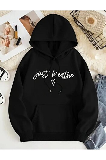 caddekombin Just Breathe Super Printed - Φούτερ με κουκούλα με 2 τσέπες με κλωστή