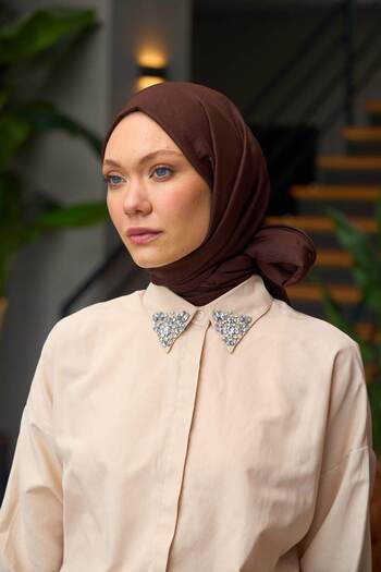 İpekhan Plain Pattern Voile Shawl Earth Voile Silk Shawl - 9800-35