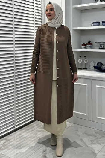 Rabia Şamlı Ζακέτα πλεκτό καφέ Magnolia Milk
