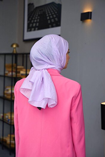 İpekhan Düz Desen Vual Şal Lila Vual İpek Şal - 9800-25