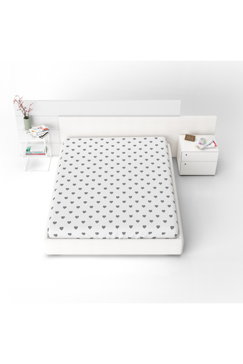 yok yok evim eve dair her şey Gray Heart Single Elastic Bed Sheet