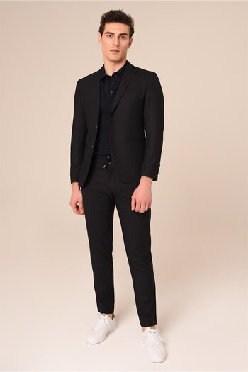AGUSTİNİ Agustini - Navy Blue StripedSlimFit Suit andJoggerPants