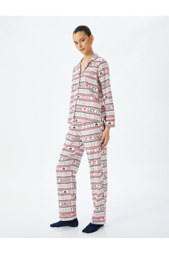 Koton Yılbaşı Temalı Pamuklu Pijama Altı