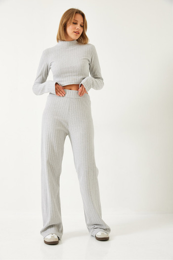 Bianco Lucci Women &Apos; S Set with Finger Straps - Elastic Waisted Palazzo Pants, 0206 60261177