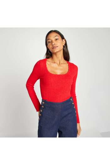 KIABI Ribbed knit sweater RED