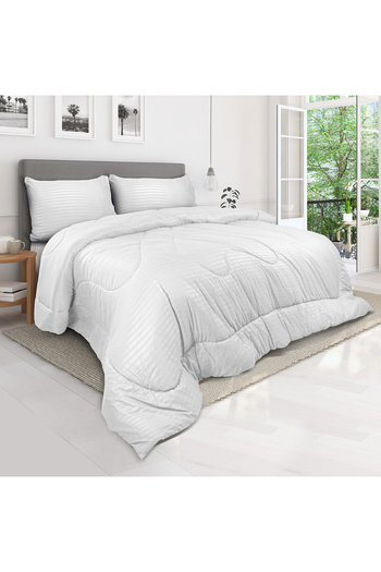 Hotel Linen Klub Stripe Comforter Set- Ultra Soft Brushed Microfiber Fabric, Soft Siliconized Fiber Filling