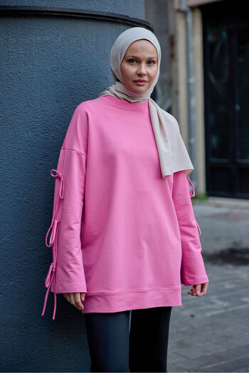 LOCCO Pink Tunic - Women's Sleeve Lace Detail