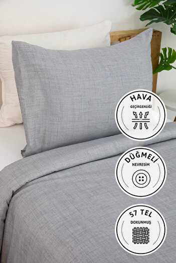 FAVORA Vega Single Duvet Cover Set - Gray