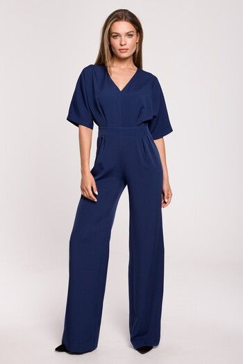 Stylove Jumpsuit with a V-neck and wide legs