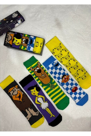 İNKO İÇ GİYİM Colorful Patterned Character Socks Box of 5