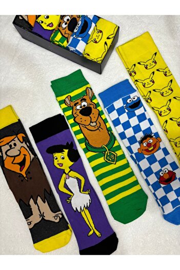 İNKO İÇ GİYİM Colorful Patterned Character Socks Box of 5