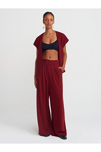 Dilvin 71585 Short Leg Trousers-Claret Red