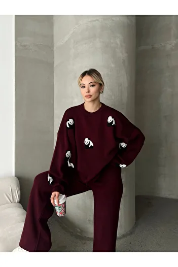 Butik Cute Panda Patterned Knitwear Set – 6 Color Alternative Combinations