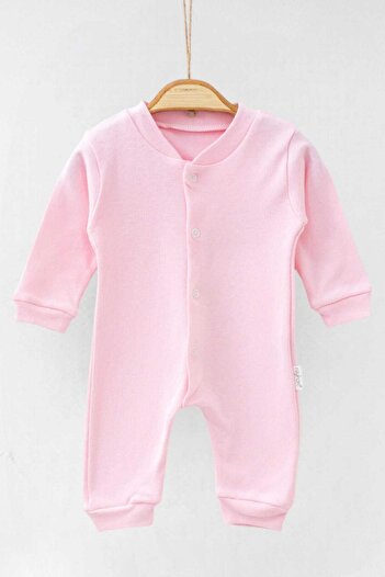 dinamik çocuk Flexible Unisex Baby Romper - 100% Cotton, Solid Color, Snap Fastener, Newborn Baby, 1-3-6 Months