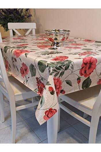 Başak Ev Tekstili Fiber Pvc Oilcloth - Patterned Erasable Tablecloth (Red)