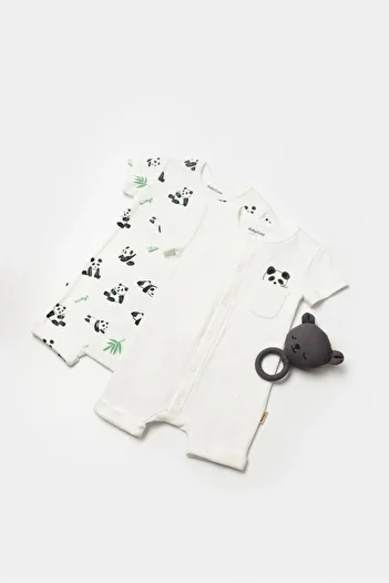 BabyCosy Organic Wear Baby 2-Piece Short Sleeve Romper, 50% Bamboo - 50% Organic Cotton, Baby & Newborn Series - Csyb9060