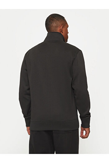 Calvin Klein Men's Black Sweatshirt - Regular Fit, Pocket Detail, Soft Inner Padding, Stand Collar J30J 326778 -Beh