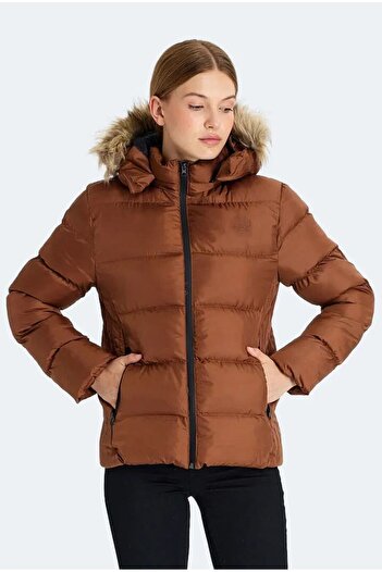 Slazenger Tan Γυναικείο Puffer Παλτό - Guest Jacket
