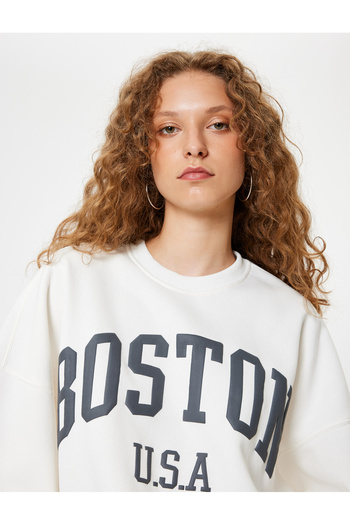 Koton College Printed - Crew Neck Long Sleeve Oversize Sweatshirt