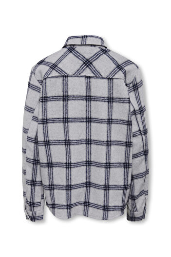 Only Kids Check Shacket - Light Grey