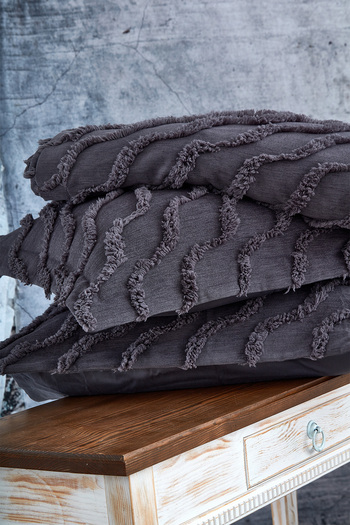 Nazik Home Terra Plush Linen Textured Double Bedspread