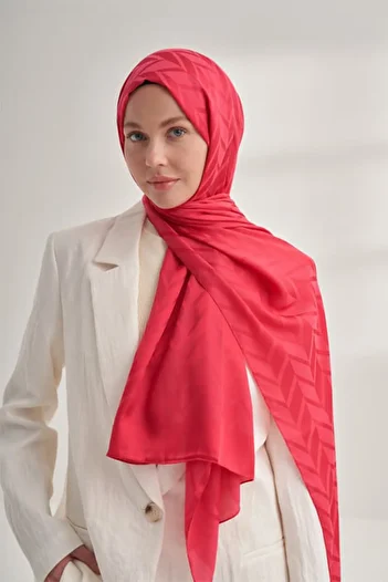 ARMANDA Italian Jacquard Zigzag Pattern Shawl-Fuchsia