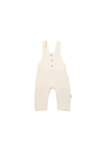 BabyCosy Muslin Summer Jumpsuit with Pockets, Ecru
