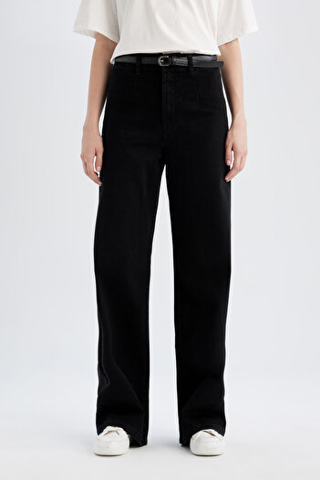 DeFacto Wide Leg High Waist Wide Leg Long Jean Washed Trousers D5044Ax24Cw