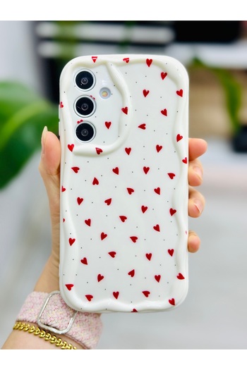 Go Aksesuar Red Hearts Design Silicone Case Compatible with Samsung Galaxy A34