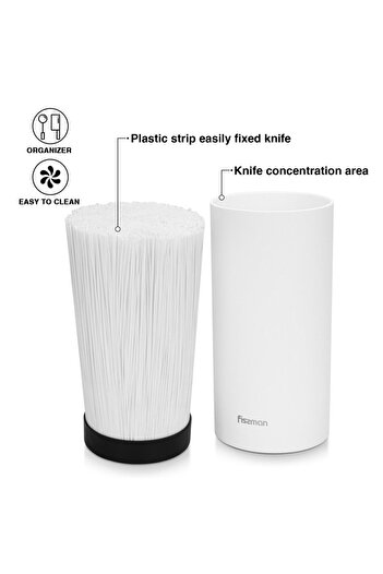 Fissman Kitchen Knife Organizer 11x22cm, Round Shaped, White (Plastic)