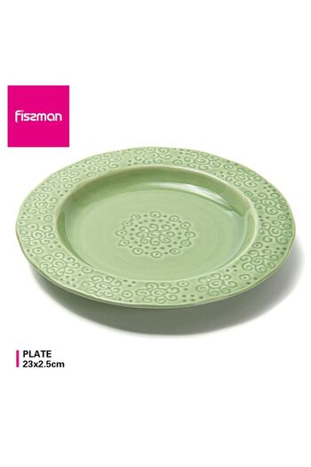 Fissman 23cm Dinner Plate Green Crackle